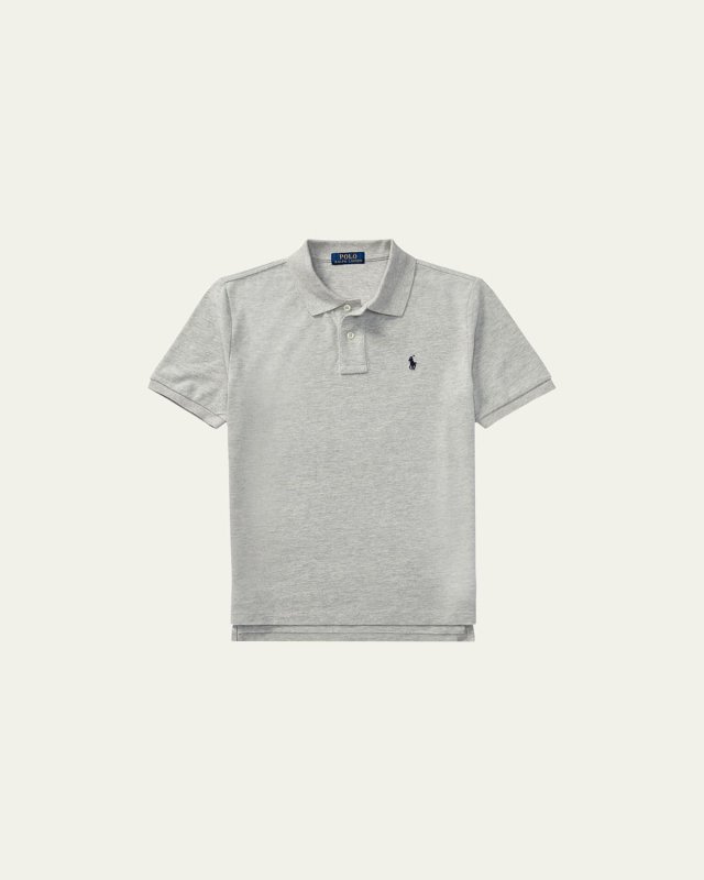 Boy's Short-Sleeve Logo Embroidery Polo Shirt, Size S-X
